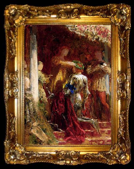 framed  Frank Bernard Dicksee Victory A Knight Being Crowned With A Laurel Wreath, ta009-2